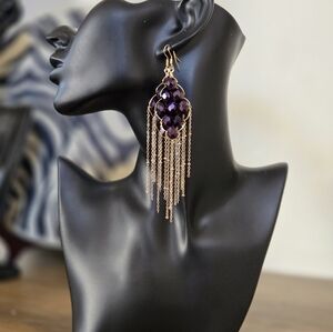 Elegant Purple and Gold Dangle Earrings
